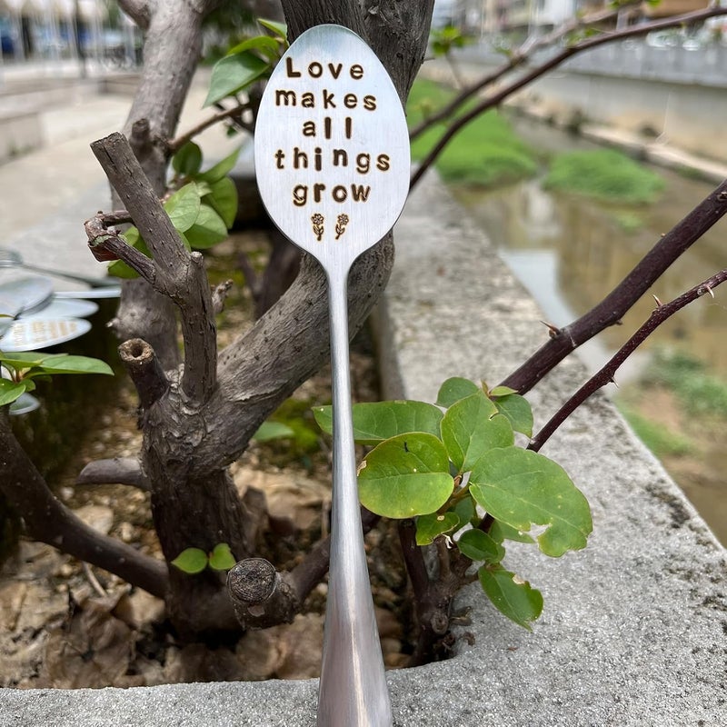 PLWalker Garden Plant Marker Friendship Gift for Women Gardeners, Plant Stake Label Sign Tag Gardening Gifts for Woman Plant Lovers, Metal Garden Decoration (All Things Grow), Silver - Image 3